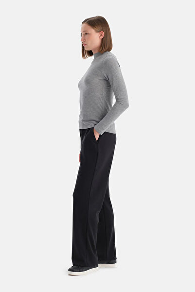 Dagi Gray Melange Travel Turtleneck Long Sleeve Blouse