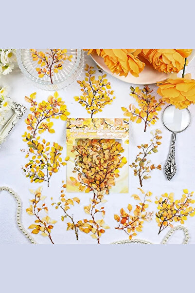 Kolbi Craft 20 قطعة من ملصقات الأوراق والأغصان الشفافة الصفراء لدفتر الملاحظا...