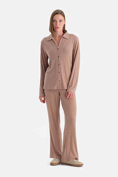 Dagi Μπεζ πλεκτό πουκάμισο με λεπτομέρειες