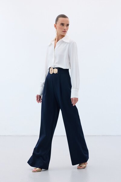 Sateen Accessory Pants - Navy Blue