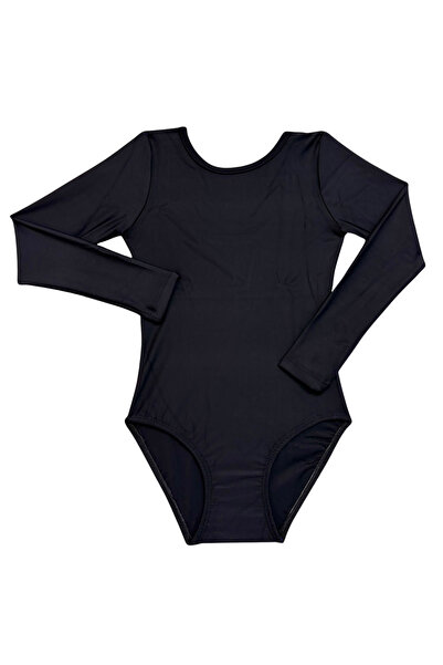 LULLY KİDS Kız Çocuk Uzun Kol Sırt Dekolte Cimnastik Bale Mayosu