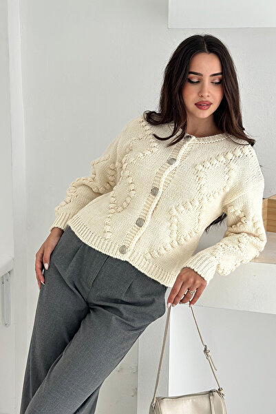 Noa Noa Women's Buttoned Textured Knit Cardigan – Timeless & Urban Style