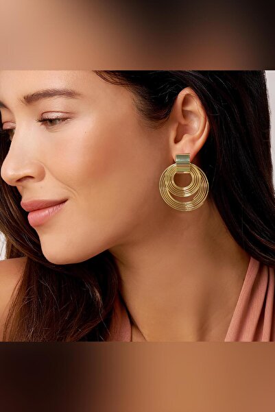 The Collection Halka Tasarımlı Gold Modern Küpe