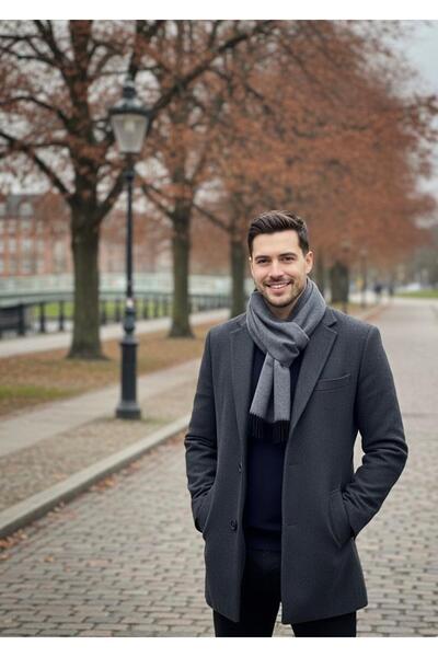 Goldmine Eșarfă Premium pentru bărbați din polivisc, gri