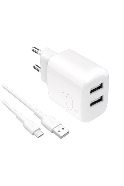 Other Ładowarka sieciowa 2x USB-A PROLITE 10W z kablem USB-A - USB-C 1.2m - b...