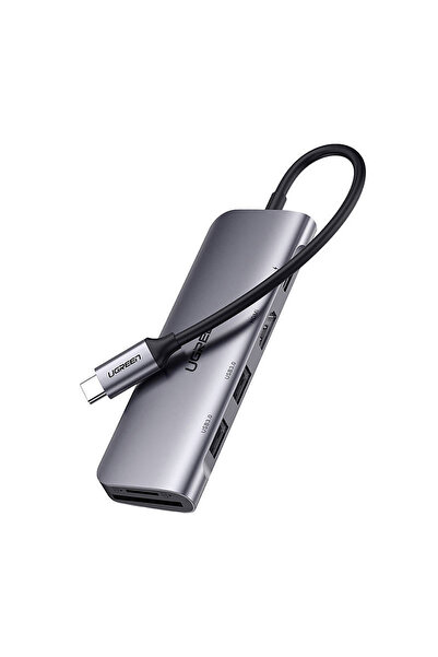 Other Adaptor HUB 6w1 USB-C - HDMI USB-A USB-C PD czytnik SD TF - szary