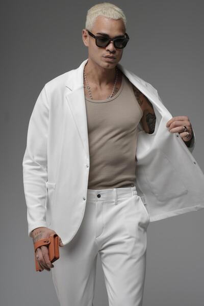 king brich Regular Fit Lycra Men's Blazer Top and Bottom Set