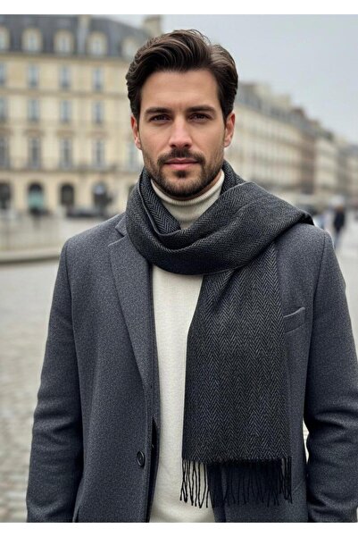 Goldmine Eșarfă premium pentru bărbați din poliviscos, cu model de pescuit