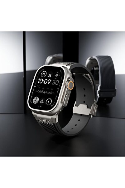 Generic Watch Band for Apple Watch Ultra 2 Band 49mm 45mm 44mm 42mm, Men Luxury Rugged Silicone Rubbe