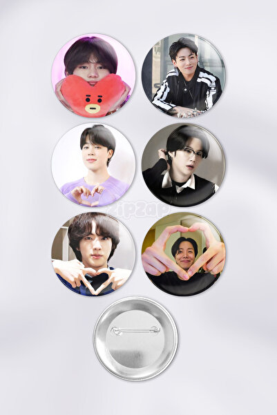 ZipZap BTS Çanta Süsü Rozet İğneli Buton Rozet Seti (6 ADET) V Jungkook Jimin...