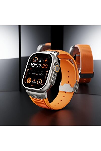 Generic Watch Band for Apple Watch Ultra 2 Band 49mm 45mm 44mm 42mm, Men Luxury Rugged Silicone Rubber