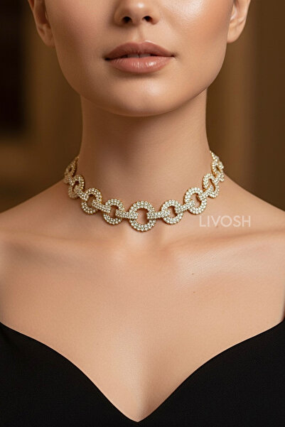 LIVOSH قلادة أنيقة مع حلقة مرصعة بالأحجار