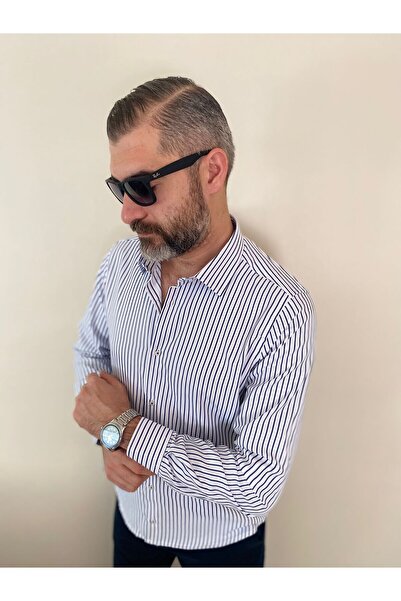 BENESSE Kolay Ütülenebilir çizgili gömlek