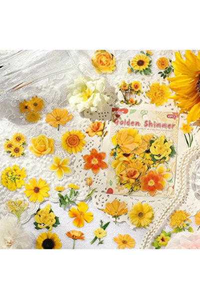 Kolbi Craft مجموعة ملصقات زهور صفراء شفافة مكونة من 60 قطعة لتخطيط المذكرات و...