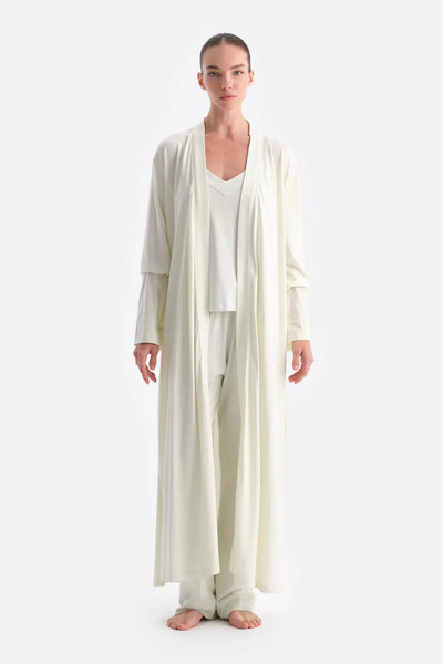 Dagi Water Green Lace Detailed Knitted Dressing Gown