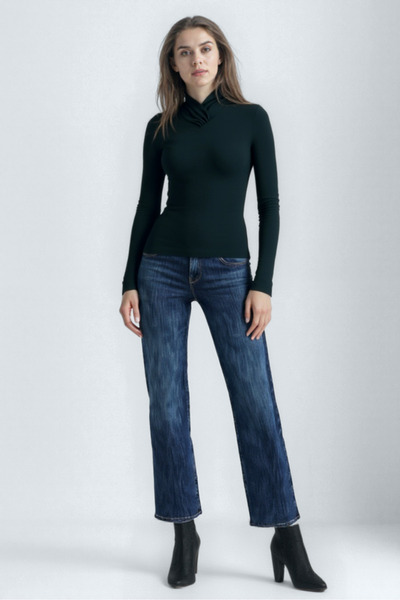 WESTMARK LONDON Navy Blue Cross Neck Long Sleeve Women's Blouse Caroline