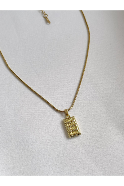 Happyline Fine Gold Taşlı Külçe Altın Uçlu Çelik Paslanmaz Kararmaz Kadın Çel...