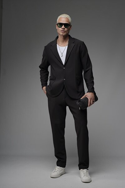 king brich Ανδρικό σετ μπλέιζερ με κανονική εφαρμογή Lycra