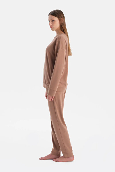 Dagi Sütlü Kahve Bisiklet Yaka Jogger Paça Celliant Pijama Takımı