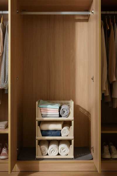 Ar Armese Raft cu 3 niveluri, raft glisant în dulap, organizator funcțional pentru îmbrăcăminte și accesorii pentru casă