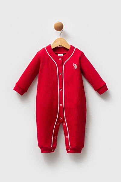 U.S. Polo Assn. %100 Pamuk / %100 Cotton Çıtçıtlı Kız Bebek Tulum