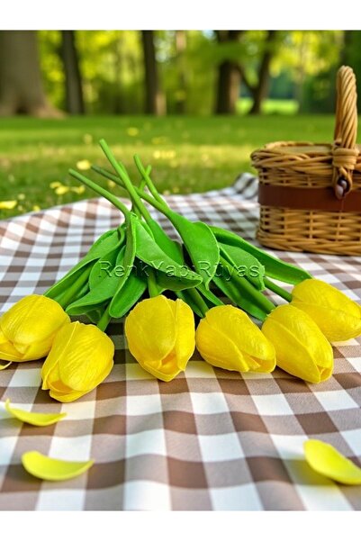 RENK YAPI RÜYASI باقة زهور التوليب الاصطناعية المزخرفة الأنيقة المكونة من 6 قطع