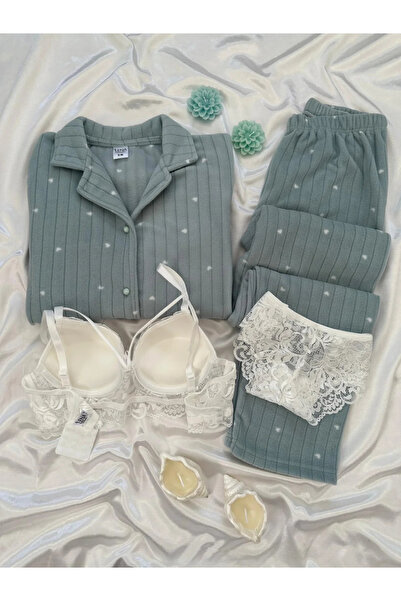 Lena Homewears Σετ πιτζάμες Premium Termosoft με μοτίβο και κουμπιά με γυναικ...