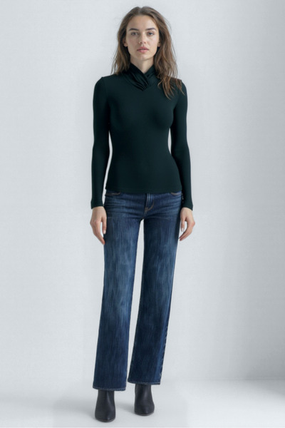 WESTMARK LONDON Navy Blue Cross Neck Long Sleeve Women's Blouse Caroline