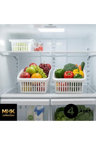 MHK Collection 4 Large Deep Organizer Baskets for Inside the Refrigerator