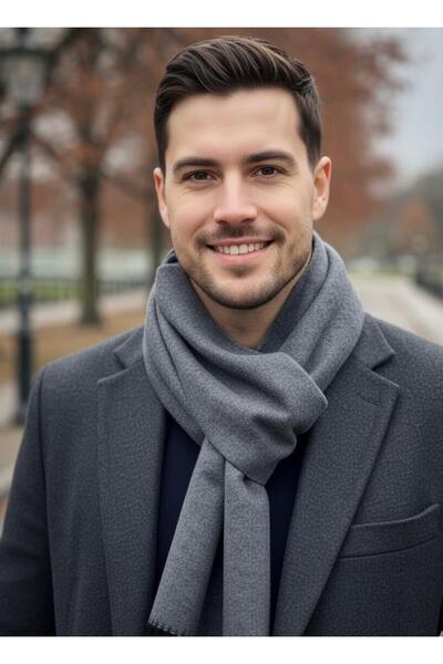 Goldmine Eșarfă Premium pentru bărbați din polivisc, gri