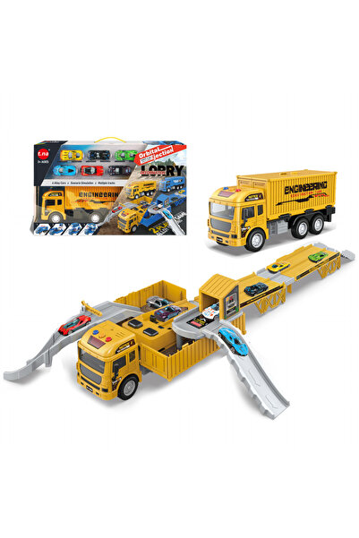 TSUMAB لعبة شاحنة نقل هندسية مع سيارات صغيرة ومجموعة مسارات - مركبة لعب متحول...