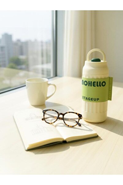 Shotay Fashion Steel Thermos Flask 460 ml Beige White - Sht-St-8097