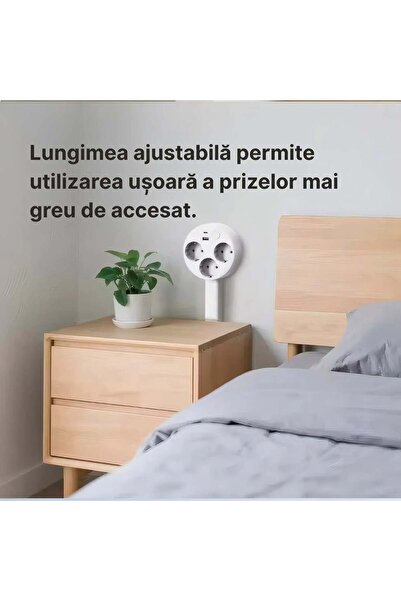 OEM Telescopic extension cord 3x Schuko with USB-A & USB-C, 360° rotation, adjustable up to 67 cm