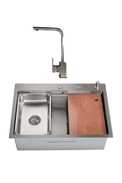 SanDonna Chiuvetă de bucătărie HD7050 lucrată manual, cu tavă, tocător și doz...