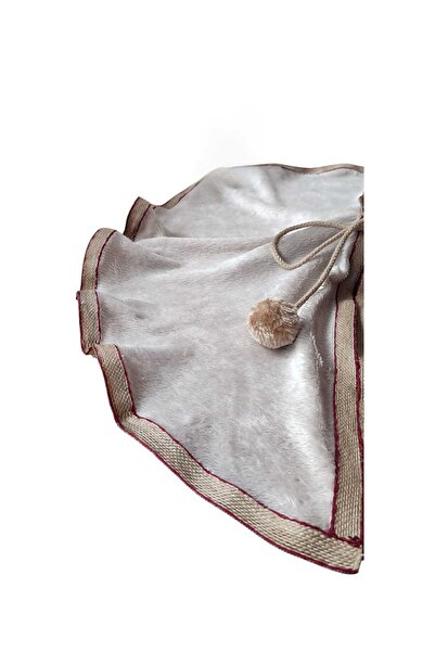 MODA NUR Κάλυμμα κάτω από το χριστουγεννιάτικο δέντρο, κάλυμμα χαλιού πεύκου, κρεμ χρώμα, βελούδινο 70 εκ.