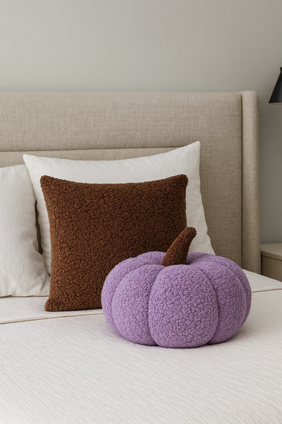 Madame Clean Home Teddy Decorative Pumpkin Pillow and Inner-Filled Cushion