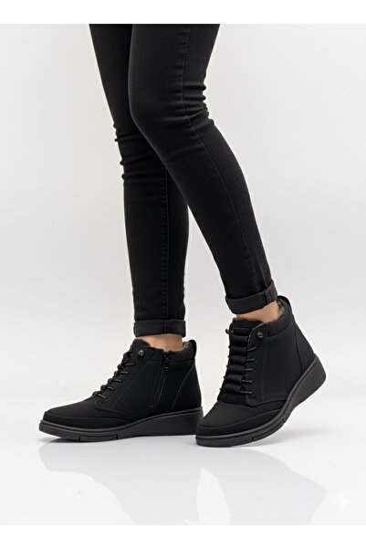 GÜLERSHOES Garantili Ortopedi Su Geçirmez Kaymaz Taban Kürklü Fermuarlı Anne Bot 38-39-40-41-42 Numara