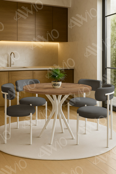 AVVİO Norden Serisi 4'lü Teddy Sandalye 90x90 Masa Sandalye Takımı