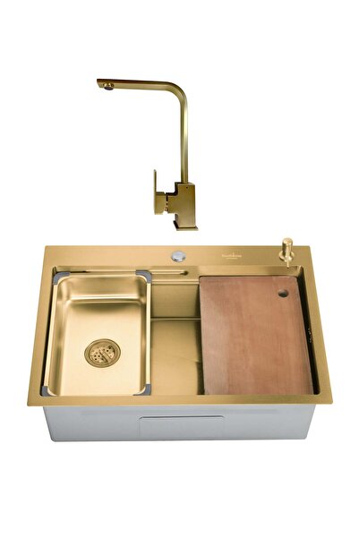 SanDonna Chiuvetă de bucătărie HD7050 lucrată manual, cu tavă, tocător și doz...