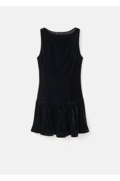 MANGO Woman Kadife dar kesim elbise