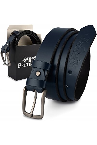 Other Curea îngustă pentru pantaloni din piele bleumarin Beltimore