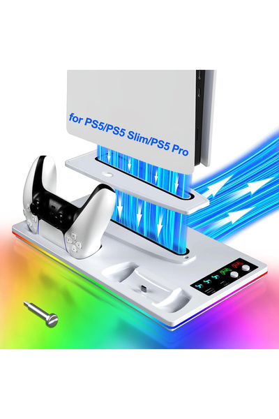 cosmostech Ps5 Pro/Slim/Fat Playstation 5 CD ve Dijital Uyumlu RGB-LED Sd-69 Cooling Soğutuculu Şarjlı Stand