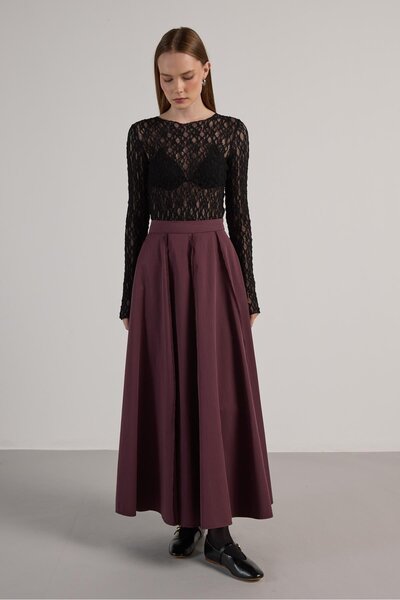 minaaise تنورة طويلة نسائية فاخرة بتفاصيل خياطة مميزة 30054