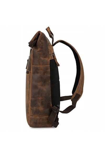 Other Leather backpack for a 15.6 laptop, large, A4, business, spacious, brown, Beltimore