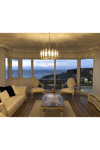 Cristalin Aydınlatma Modern Luxury Bronz Eskitme Taşlı Avize 60 cm