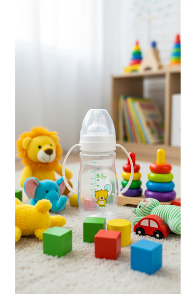 BiTree Baby Bitree 800 Mavi Geniş ağızlı PP biberon 250 CC (Tutma Kulplu) +6 Ay