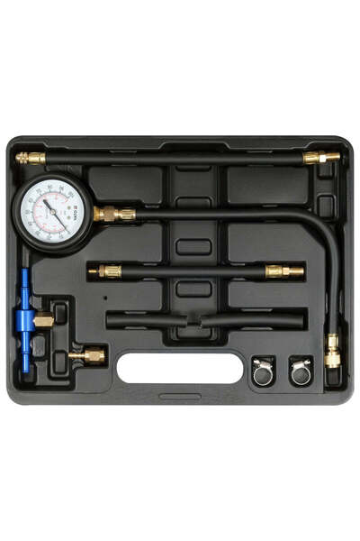yato Fuel Injector Pressure Test Kit 9 pcs, manometer 0-100 psi / 0-0.7 MPa