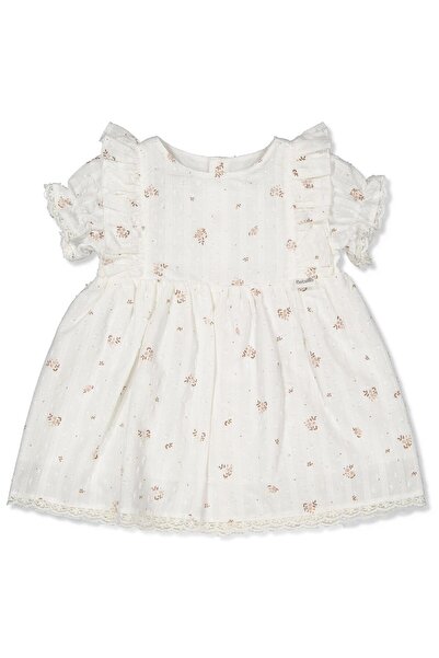 Bebetto فستان منسوج مطبوع (أنيق) إكرو