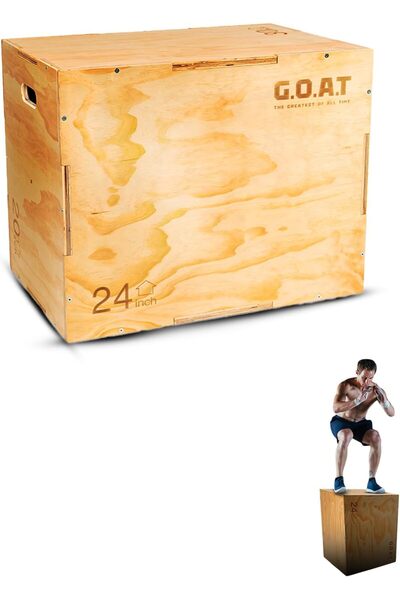 Goat Premium Wooden Plyometric Jump Box - 3 in 1 Cube Design - Heavy Duty Ply...
