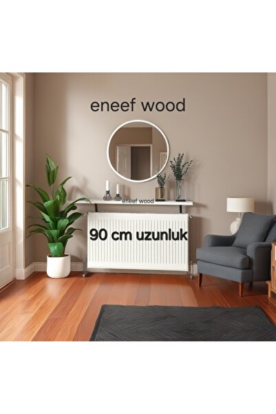 eneefwood petek üstü raf 90x15 metal ayaklı dresuar beyaz